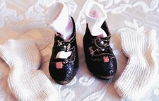 antike Leder Puppenschuhe