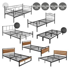 Metallbett Bettgestell Stahl Einzelbett Doppelbett Schlafzimmerbett mit Matratze