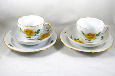 Meissen -Gelbe Rose- Goldrand, 2 x 3 tlg. Kaffeegedeck, 2. Wahl - top erh. -