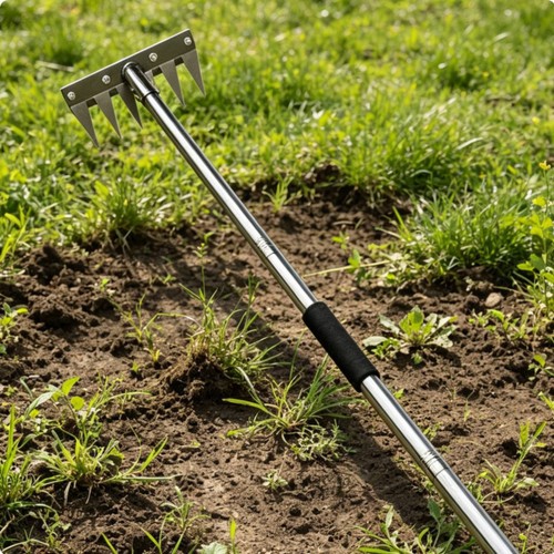 Unkrautrechen mit scharfen