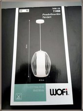 WOFI TARIM Pendelleuchte Glas, 40 W, Weiß, H: 150 cm x B x L: 26,5cm Deckenlampe