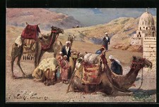 Künstler-AK Kamel-Karawane