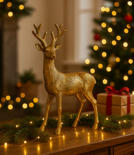 XL Rentier aus Aluminium Gold