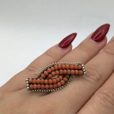 Wunderschöne 800 Silber Antik Korallen Perlen Brosche