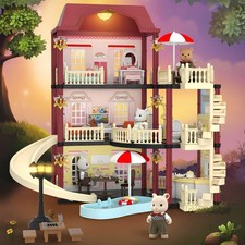 Puppenhaus Puppenstube, 3 Etagen, mit Möbeln & Zubehör und LED Licht