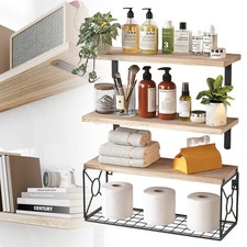 Badezimmerregale,Schwebende Regale aus Holz,Paulownia-Holz, Wandregale für Küche