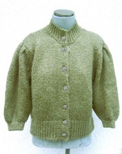 Jacke Strickjacke Cardigan oliv-grün khaki Strassknöpfe Turtleneck 38 40 M ZARA