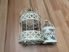 2er Set Vogelkäfig Dekokäfig Voliere cremefarben Metall