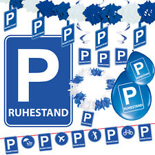 RUHESTAND - Rentnerparty Parkplatz Deko Party Mottoparty Rente Pension Blau Weiß