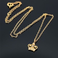 KINDER KETTE & ANHÄNGER KRONE AUS 925/SILBER VERGOLDET MIT ZIRKONIA SCHMUCKJAGD