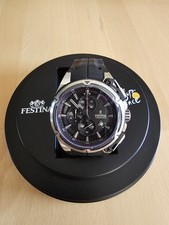 FESTINA F 16882/6 Tourchrono Chr. Bike Schwarz / Schwarz PU Band Neu Ungtragen