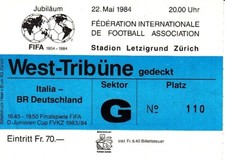 Ticket FR 22.0.84 in Zürich / Schweiz: Deutschland DFB - Italien Italia
