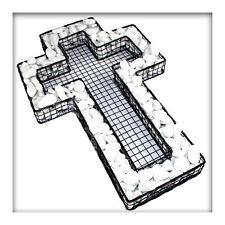 Kreuz Gitter Pflanzschale Grabschmuck Grabgestaltung Friedhof mit Carrara Weiss