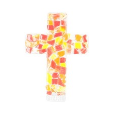 Glaskreuz Orange INRI 25cm