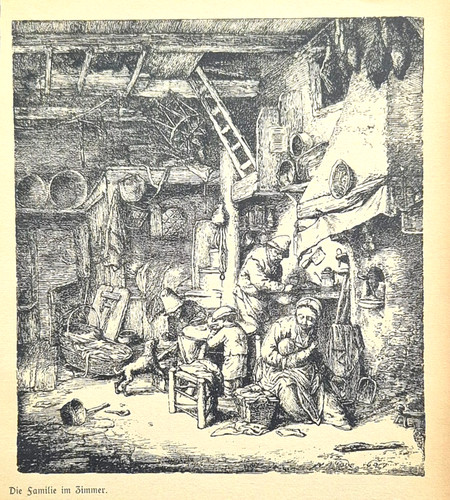 Alte lithographie die familie - lithographie,,