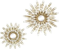 Leonique Wand Deko Glas Spiegel SONNE 2er Set Metall Gold 46x4cm