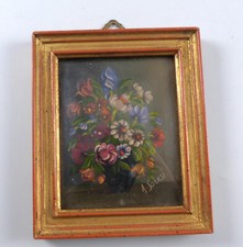 Miniatur öl gemälde - Öl, blumen