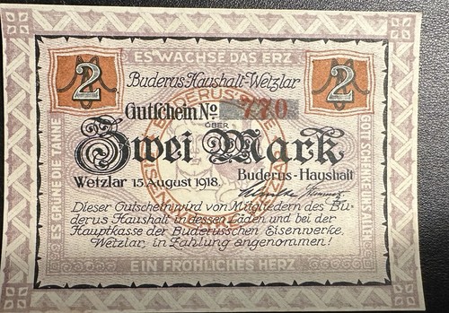 Notgeld wetzlar buderus - notgeld, mark