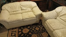 ?️ Italienisches Sofa-Set – 2- & 3-Sitzer – Weißes LongLife Valdalpone Leder
