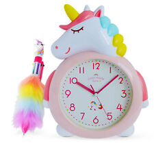 Einhorn 3D Uhr Kinderuhr Wanduhr Lernuhr Kinderwanduhr Analog Quarz lautlos rosa