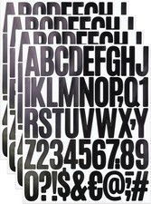 2 Zoll selbstklebende Vinyl schwarze Buchstaben Zahlen Aufkleber, 4 Blatt selbstklebend klebend