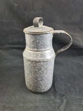 Kanne Milchkanne Emaille Email Vintage Deko grau Küche