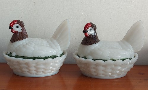 Alte glas deckeldose huhn - 2,