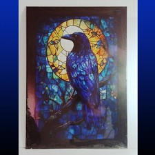 Stained Raven Glass Painting Look, Rabe, Glasmalerei Optik