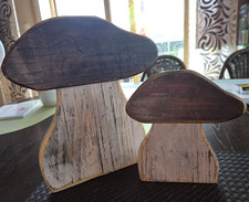 2 Pilze, Schwammerl, Steinpilze aus Holzmaterial zum aufstellen,