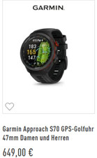 Garmin Approach S70 47mm Schwarz Golf GPS Uhr - vier Wochen alt