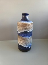 Scheurich 811 Vase 18 cm Blau Braun Weiß Fat Lava West German Keramik 70er