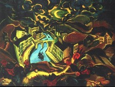 Ludwig Meidner - Apokalyptische Landschaft (Ausschnitt), 1916, 15x20cm, Druck