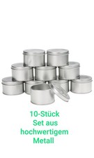 10Stk Blechdose mit Deckel Rund Silber - Kleine Dose mit Deckel Metall 6,5x4cm –