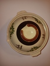  Schmortopf mit Deckel Keramik Bemalt Vintage 