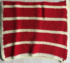 2 x Strick-Kissenbezug Rot/Gelb gestreift (offen ohne Verschluss) Maße s. Foto