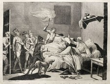 Kupferstich Loiserolles opfert Leben für Sohn - Hutter n. Duplessis-Bertaux 1816