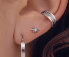 925 Silber Opal Nordstern Ohrstecker kleine Feueropal Mondstein Ohrringe silber