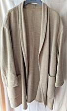 Comma, Damen Mantel Stoff Sackleinen Beige Schurwolle Gr. 36 Gebraucht