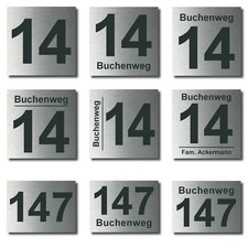 Hausnummer Hausnummernschild - Edelstahl Design - Wunschtext - anthrazit 