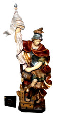 Figur  Hl. Florian  mit Lanze / Burg   coloriert   41 cm   Lindenholz