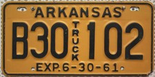 Arkansas Nummernschild USA Kennzeichen Original TRUCK License Plate 1961 Schild