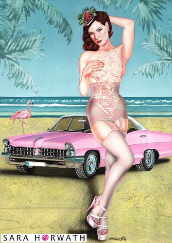 Mädchen mit rosa pontiac - mit,