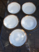 5 DDR Porzellan Suppen Teller, Tiefe TELLER mit Goldrand,Bordür Kahla/Thüringen 