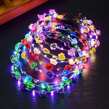 12 Stück LED Blumenband, Haare Mädchen Blumengirlande LED Blumenkränze p