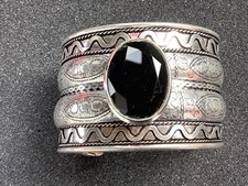 Schöner Armreif  A 49 Spinell Schwarz 925 Silber Handarbeit Unikat verstellbar