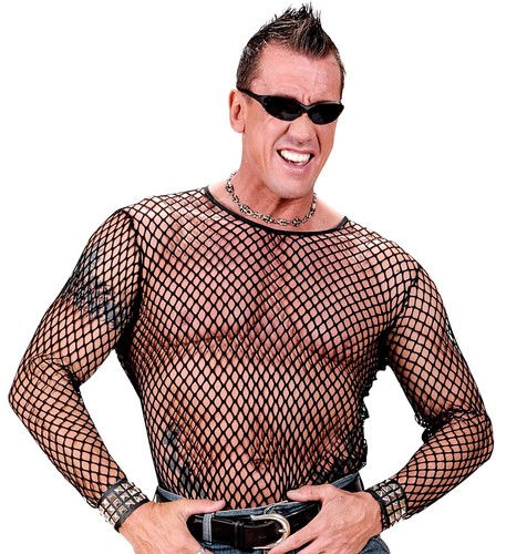 Netzshirt schwarz sexy 80er - netzshirt,