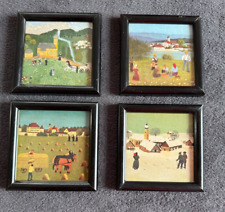 4 Bilder mit Rahmen in schwarz  - Jahreszeiten - ca 12 mal 12 cm - Dachbodenfund