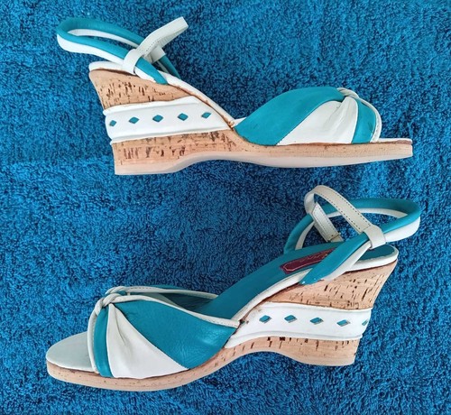 Damensandalette türkis weiß - damensandalette, türkis-weiß