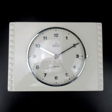 Junghans ATO-MAT Keramik Uhr Wanduhr Weiß 60er 70er Jahre Pottery Vintage