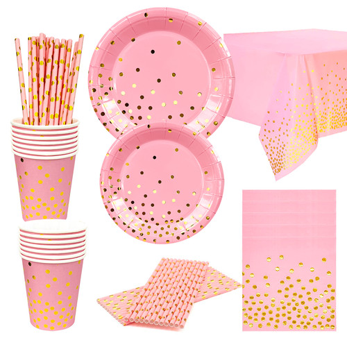 Pink gold geschirr set party - &,